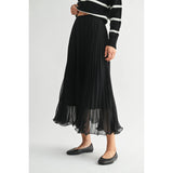 FUN2FUN - TEXTURE CHIFFON PLEATED MAXI SKIRT