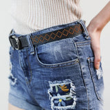 Skinny Embroidered Faux Leather Belt (Various colors)(online only)