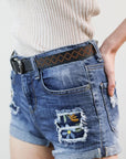 Skinny Embroidered Faux Leather Belt (Various colors)