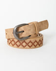 Skinny Embroidered Faux Leather Belt (Various colors)