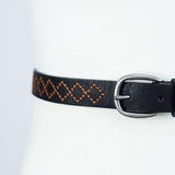 Skinny Embroidered Faux Leather Belt (Various colors)(online only)