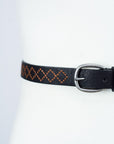 Skinny Embroidered Faux Leather Belt (Various colors)