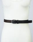 Skinny Embroidered Faux Leather Belt (Various colors)