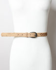 Skinny Embroidered Faux Leather Belt (Various colors)