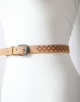 Skinny Embroidered Faux Leather Belt (Various colors)