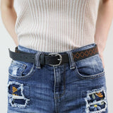 Skinny Embroidered Faux Leather Belt (Various colors)(online only)