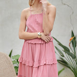 SOLID RUFFLE SLEEVELESS MINI DRESS, Davi & Dani