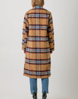 Mystree Fuzzy Plaid Long Coat