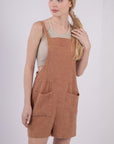 VERY J Sleeveless Double Gauze Overalls with Pockets