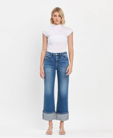 FLYING MONKEY - 90'S VINTAGE SUPER HIGH RISE CUFF FLARE JEANS