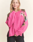 ADORA LA - FLORAL EMBROIDERED SWEATER TOP