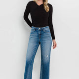 Flying Monkey - High Rise Frayed Hem Crop Straight Jeans