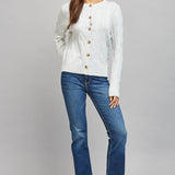FATE - CABLE KNIT BUTTON CLOSURE CARDIGAN
