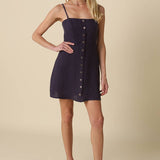 Olivaceous - Sariah Button-Front Linen Mini Dress