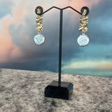 Gold and Mother of Pearl Crinkle earrings, Zhanna Jewelry