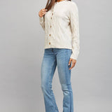 FATE - CABLE KNIT BUTTON CLOSURE CARDIGAN