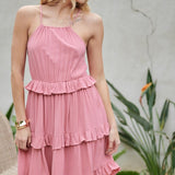 SOLID RUFFLE SLEEVELESS MINI DRESS, Davi & Dani