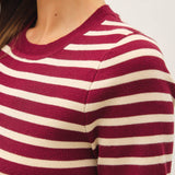 Be Cool - CLASSIC STRIPED CREWNECK SHORT SLEEVE SWEATER