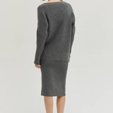 Crescent Mave Brushed Ribbed Sweater Dress Two-piece Set
