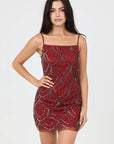 ANGIE BEADED SEQUIN SHORT SLIP DRESS