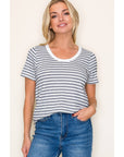 STACCATO - ROUND NECK EVERYDAY STRIPE TOP