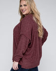 Brushed Melange Drop Shoulder Sweater, Various Colors, Zenana (Plus only)