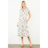 THML - Short Sleeve Polka Dot V-Neck Dress