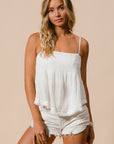 BiBi Fringed Hem Smocked Cami