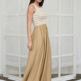 Moon River - STRIPE TANK SLEEVELESS MIXED MEDIA MIDI DRESS