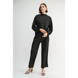 FUN2FUN - SATIN MOCK NECK BLOUSE