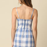 Olivaceous - Lisa Gingham Button Front Mini Linen Dress