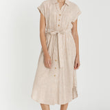 Be Cool - Striped Utility Style Shirt Dress with Waist Tie
