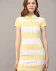 FATE - STRIPE POLO COLLAR SHORT SLV SWEATER DRESS