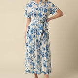 Olivaceous - Annika Blue Floral Belted Maxi Dress