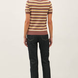 Be Cool - CLASSIC FIT STRIPED SHORT SLEEVE SWEATER TOP