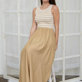 Moon River - STRIPE TANK SLEEVELESS MIXED MEDIA MIDI DRESS