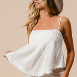BiBi Fringed Hem Smocked Cami