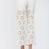 FATE - FLORAL EYELET LACE WIDE LEG CROPPED PANTS