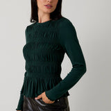Sunday Edition by LE LIS -Round Neck Long Sleeve Smoked Top