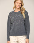 FATE - PEARL TRIM ROUND NECK SWEATER