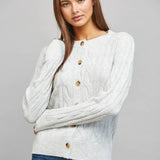 FATE - CABLE KNIT BUTTON CLOSURE CARDIGAN