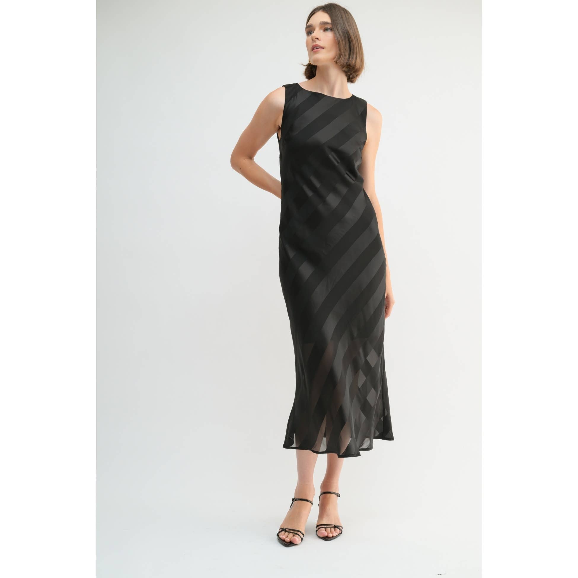 Fun2Fun - Satin Stripe Midi Dress
