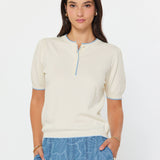 Current Air - Contrast Edge Short Sleeve Sweater