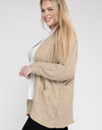 Ribbed Knit Open Front Cardigan (Various Colors), eesome (Plus Only)