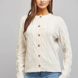 FATE - CABLE KNIT BUTTON CLOSURE CARDIGAN