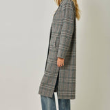 Mystree Houndstooth Plaid Long Coat