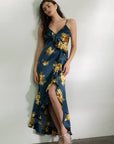 Moon River - FLORAL SLEEVELESS RUFFLE WRAP MAXI DRESS