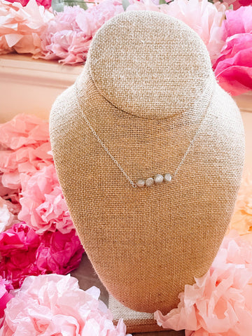 Sweet As Sugarcane - Delicate pearl bar necklace