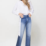 SUPER HIGH RISE STRAIGHT CROP W SIDE BLOCKING PANEL, Vervet