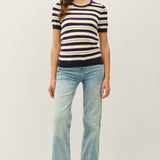 Be Cool - CLASSIC FIT STRIPED SHORT SLEEVE SWEATER TOP